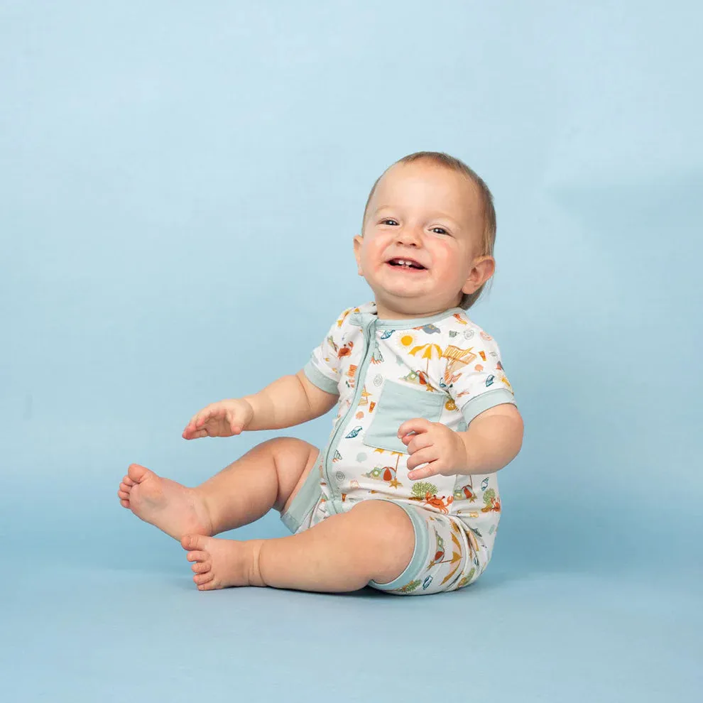 Emerson And Friends Beach Day Bamboo Baby Shortie Romper