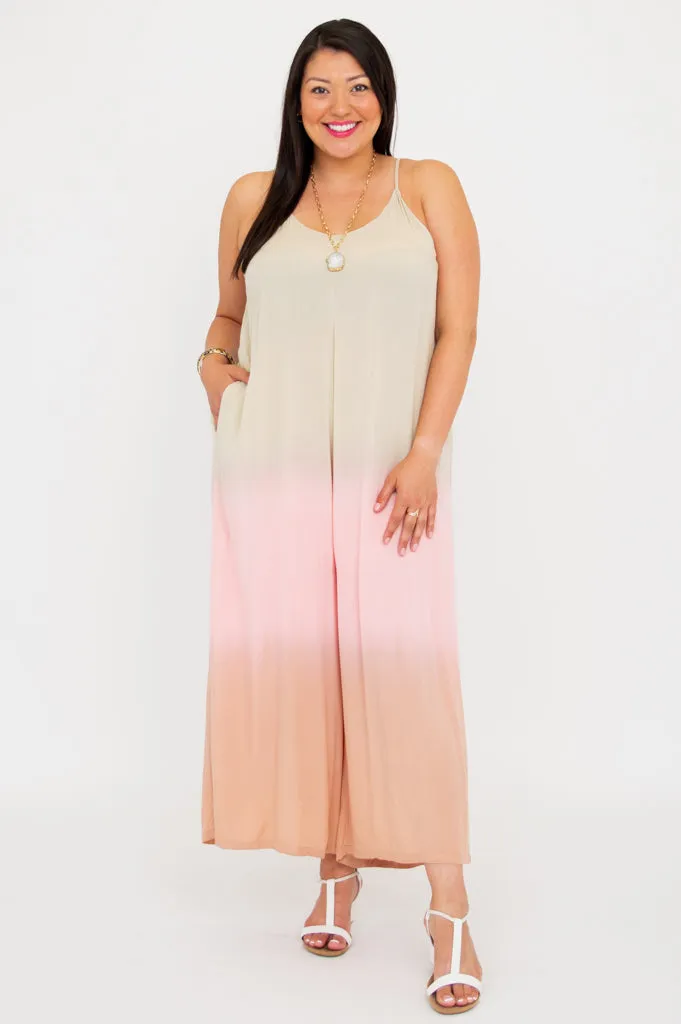 Ender Jumpsuit, Tan Dip-Dye