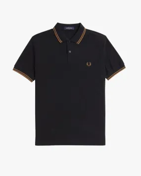 Fred Perry Twin Tipped Polo Shirt - Black / Shaded Stone