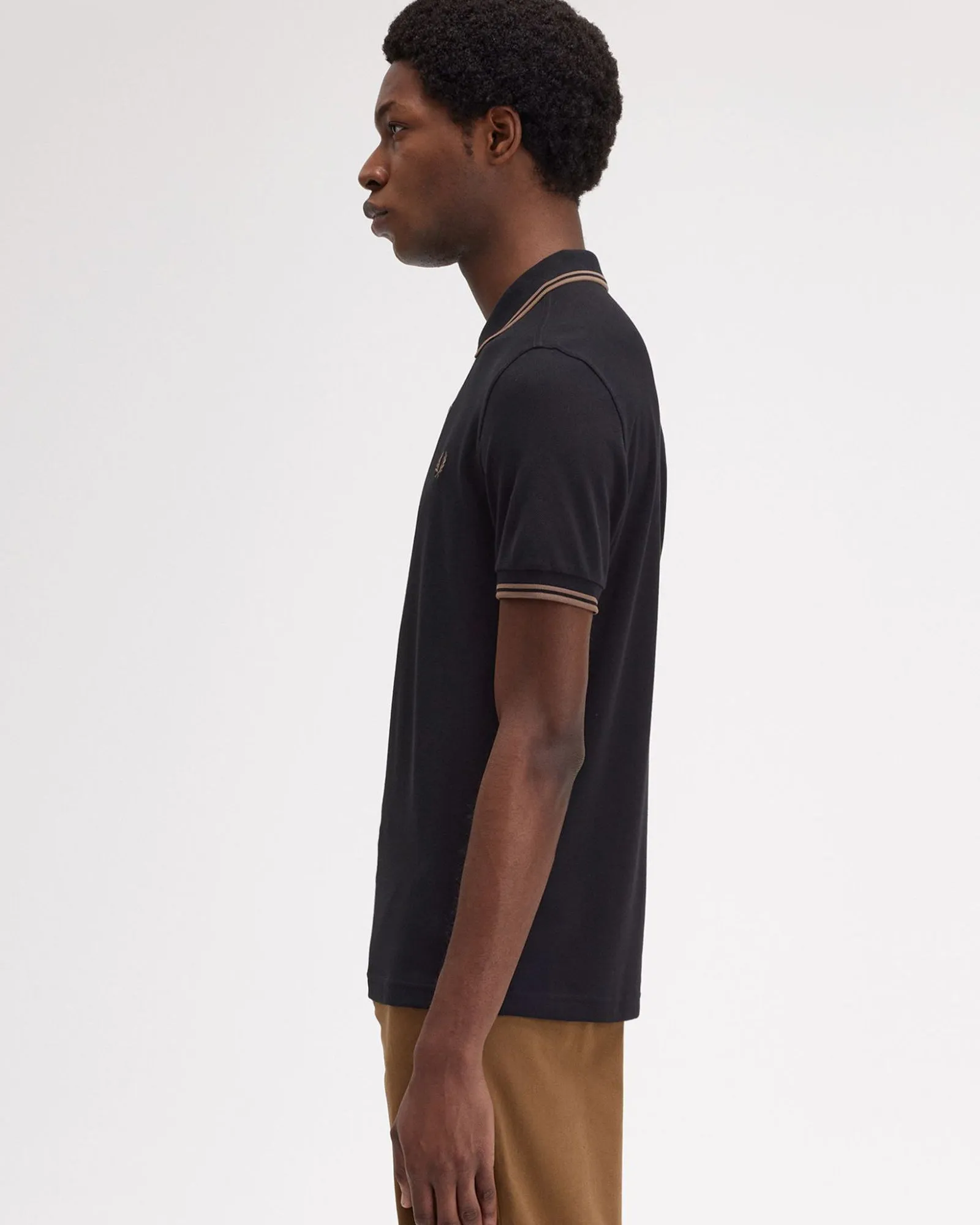 Fred Perry Twin Tipped Polo Shirt - Black / Shaded Stone