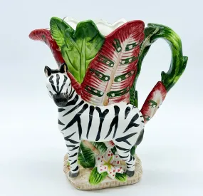 Fun 80s vintage tropical zebra style water pitcher.