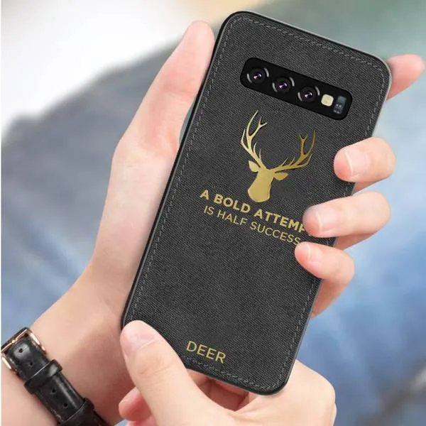 Galaxy S10 Plus Luxury Gold Textured Deer Pattern Soft Case