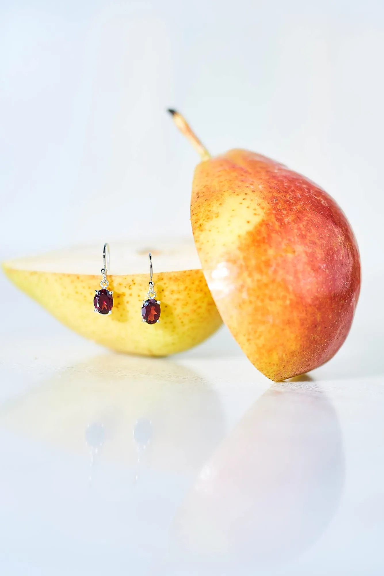 Garnet Silver Drop Earrings