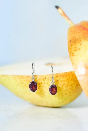 Garnet Silver Drop Earrings