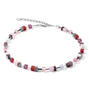 GeoCUBE Swarovski Crystals & Gemstones Red-Purple Necklace