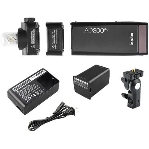 Godox Witstro AD200Pro 200W Cordless Portable Outdoor TTL Flash Strobe with BD-07 Barndoor Honeycomb Set