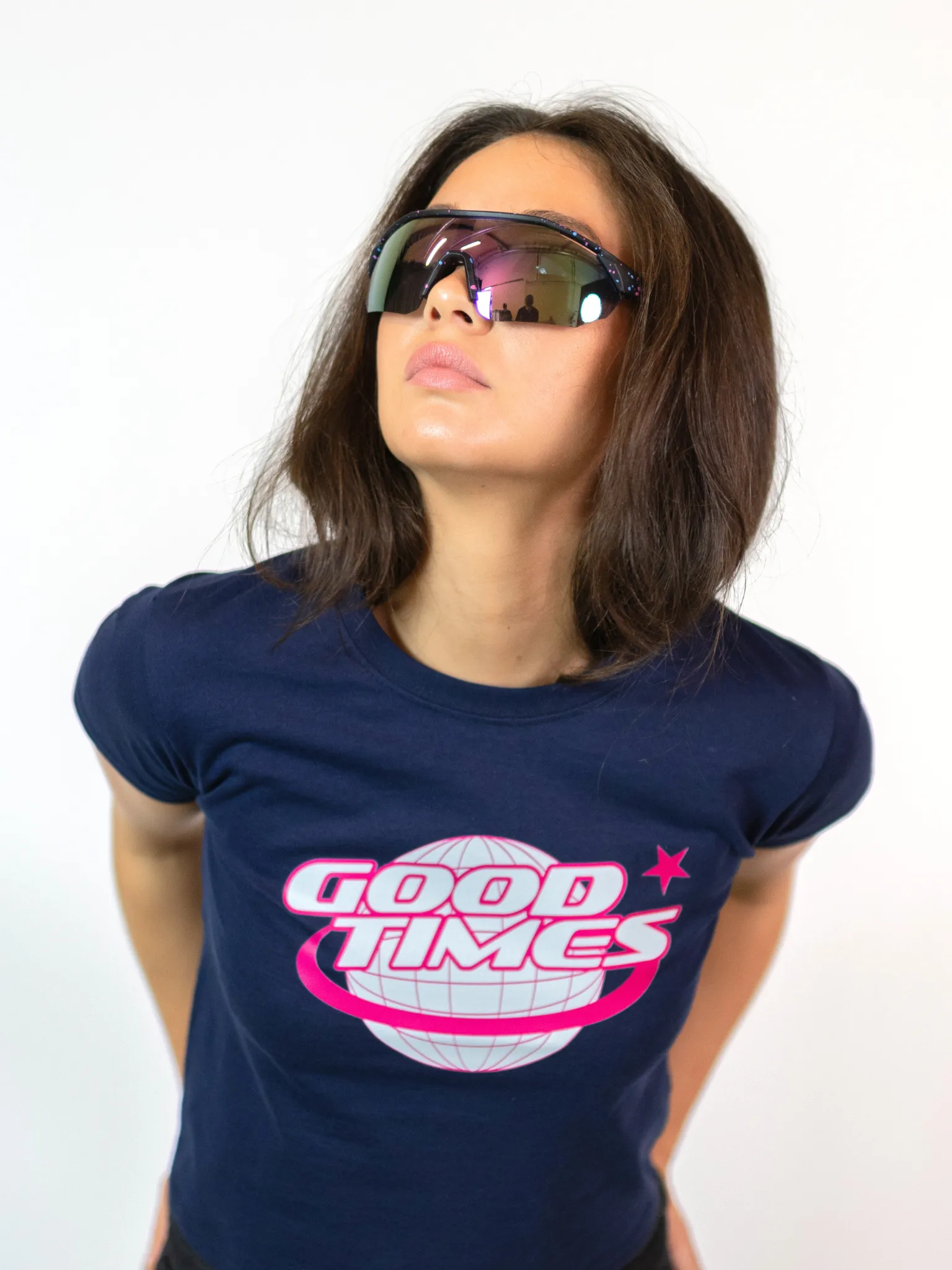 GOOD TIMES, BABY TEE - NAVY