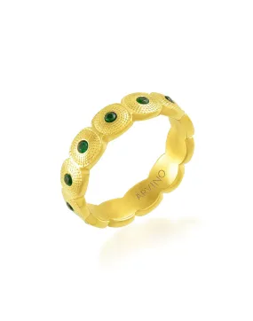 Green Gem Honeycomb Shaped Band Ring