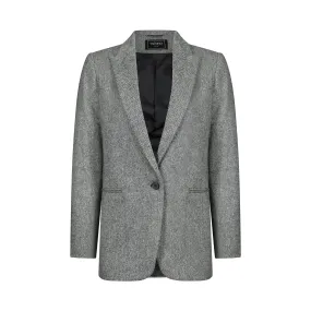 Grey Herringbone Cara Donegal Tweed Blazer