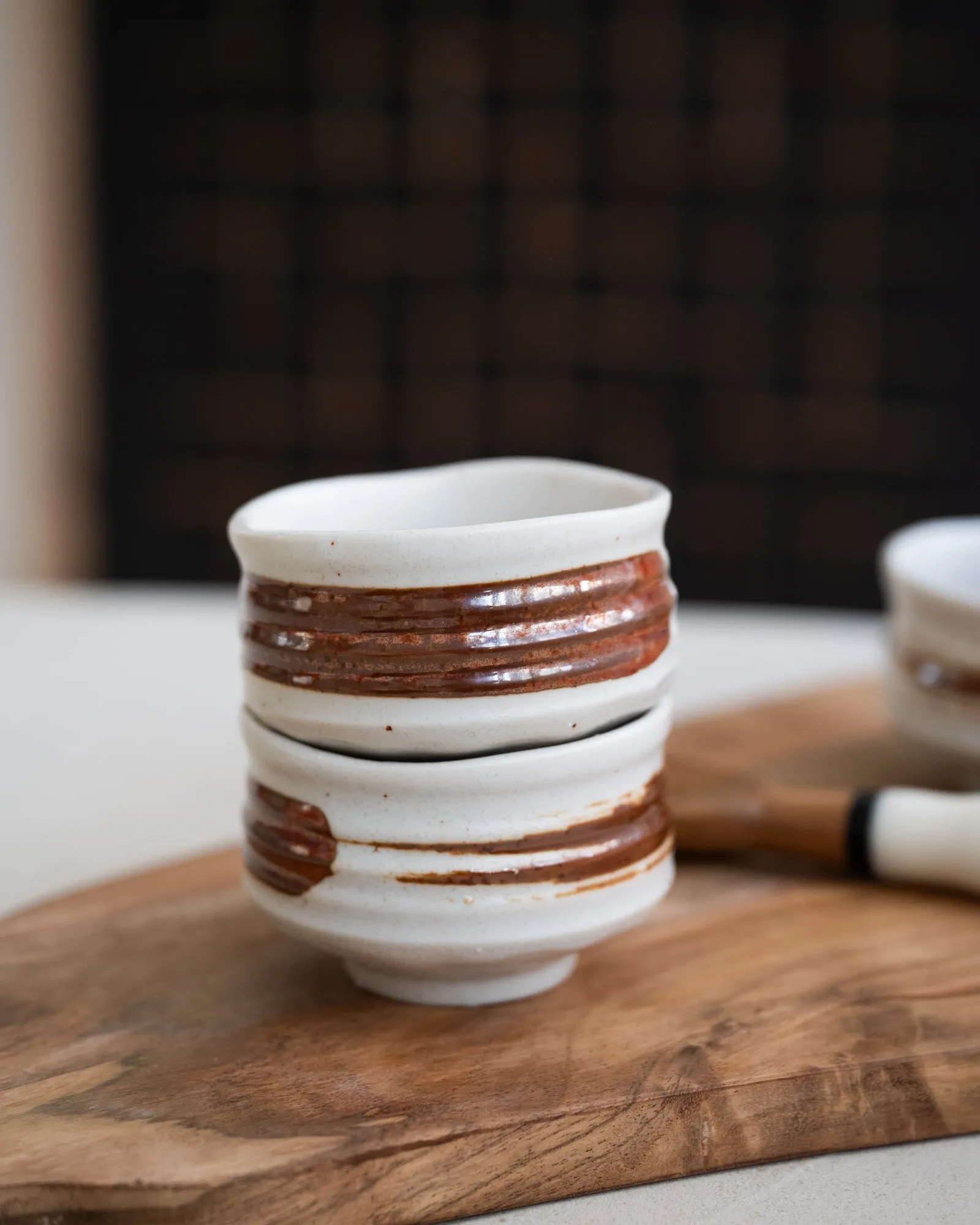 Handmade Japanese Soya Sauce Cup Kobiki White/Brown