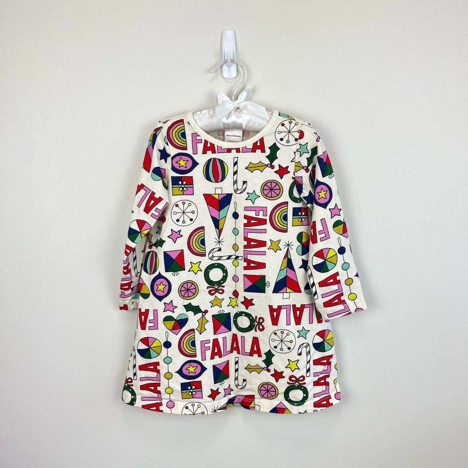 Hanna Andersson Holiday Print Dress In Cotton Jersey 90 cm 3T