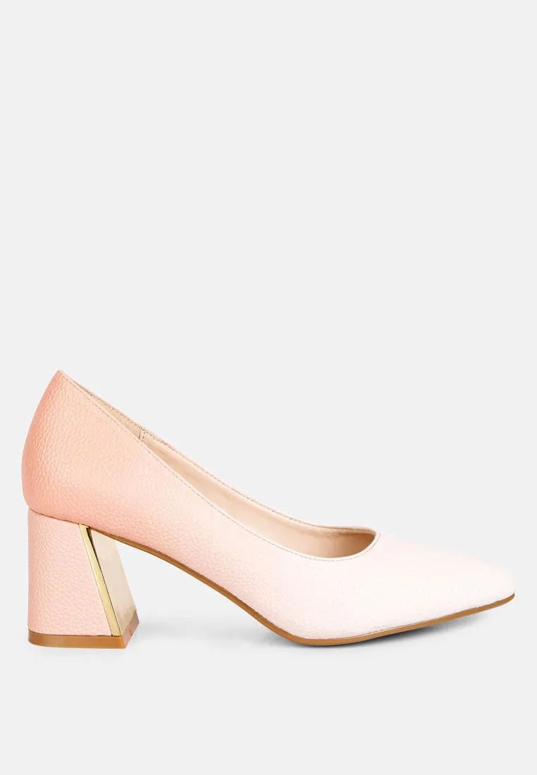 Harlow Metallic Accent Block Heel Pumps