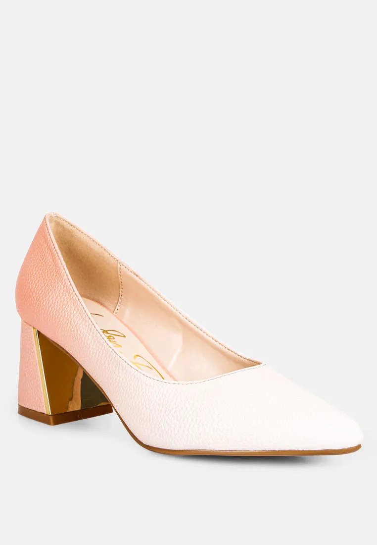 Harlow Metallic Accent Block Heel Pumps