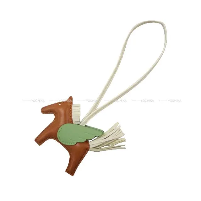 HERMES bag charm Rodeo Pegasus PM Gold/Vert criquet/Craie Agneau Milo/Veau Swift Stamp B[BRAND NEW][Authentic]