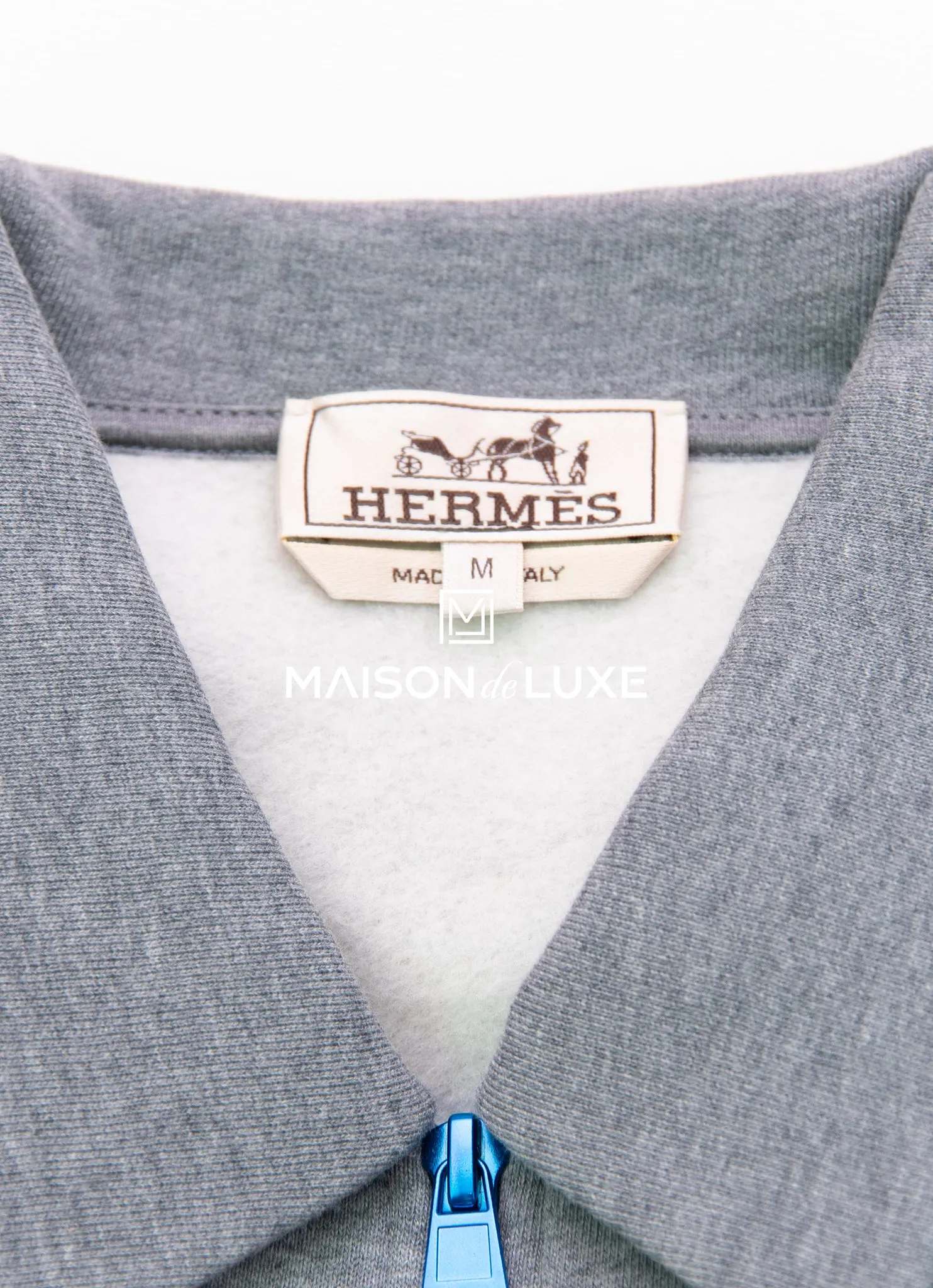 Hermes Gris Half Zip Polo Shirt M