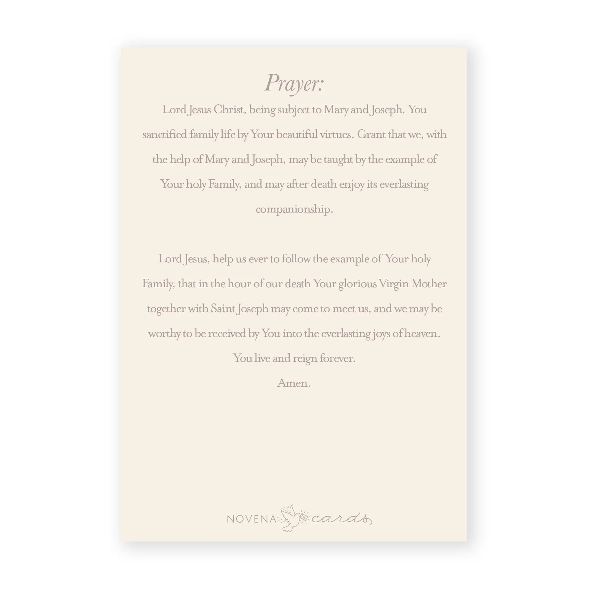 Holy Family Prayer Card