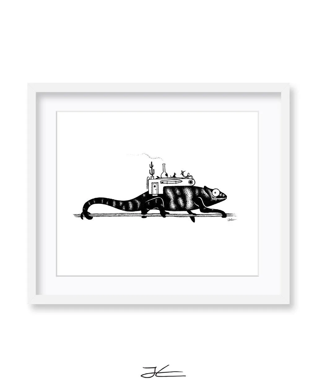 Inktober Chameleon - Print/ Framed Print