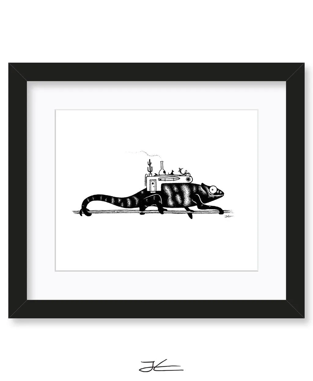 Inktober Chameleon - Print/ Framed Print