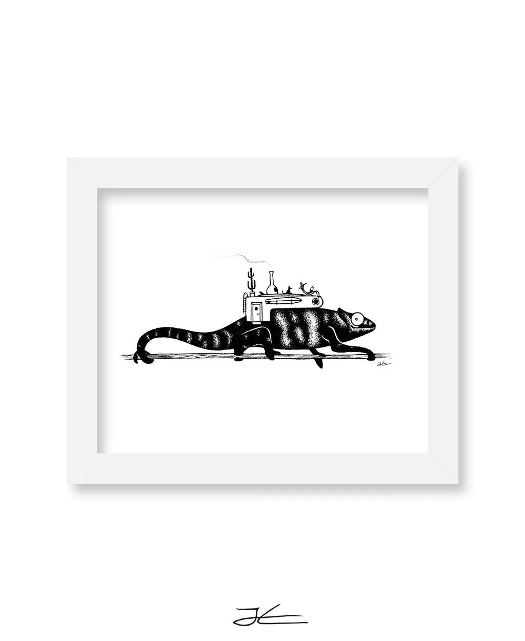 Inktober Chameleon - Print/ Framed Print