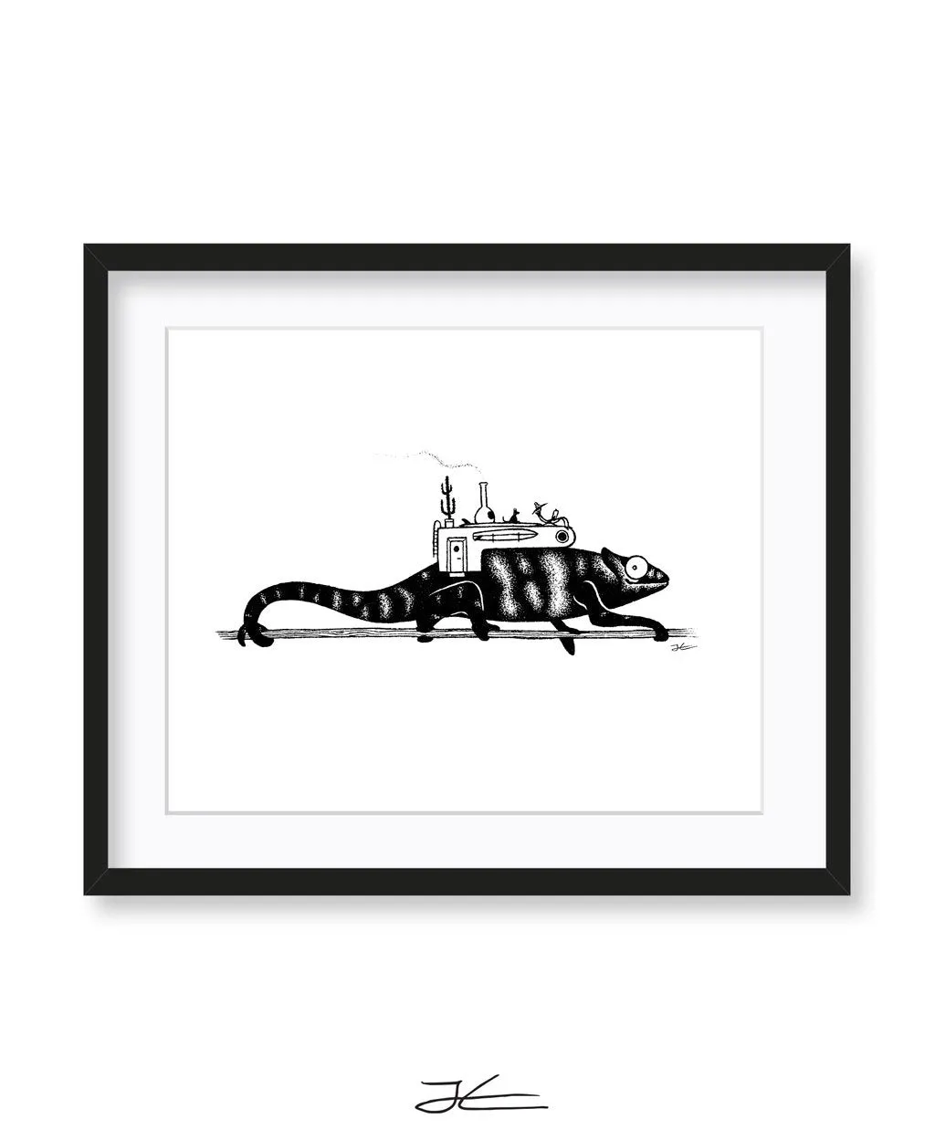 Inktober Chameleon - Print/ Framed Print