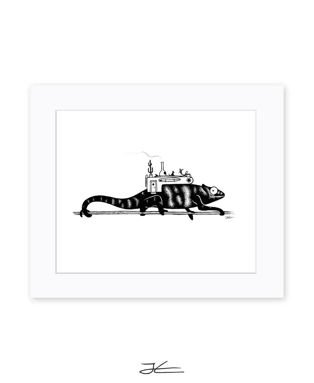 Inktober Chameleon - Print/ Framed Print