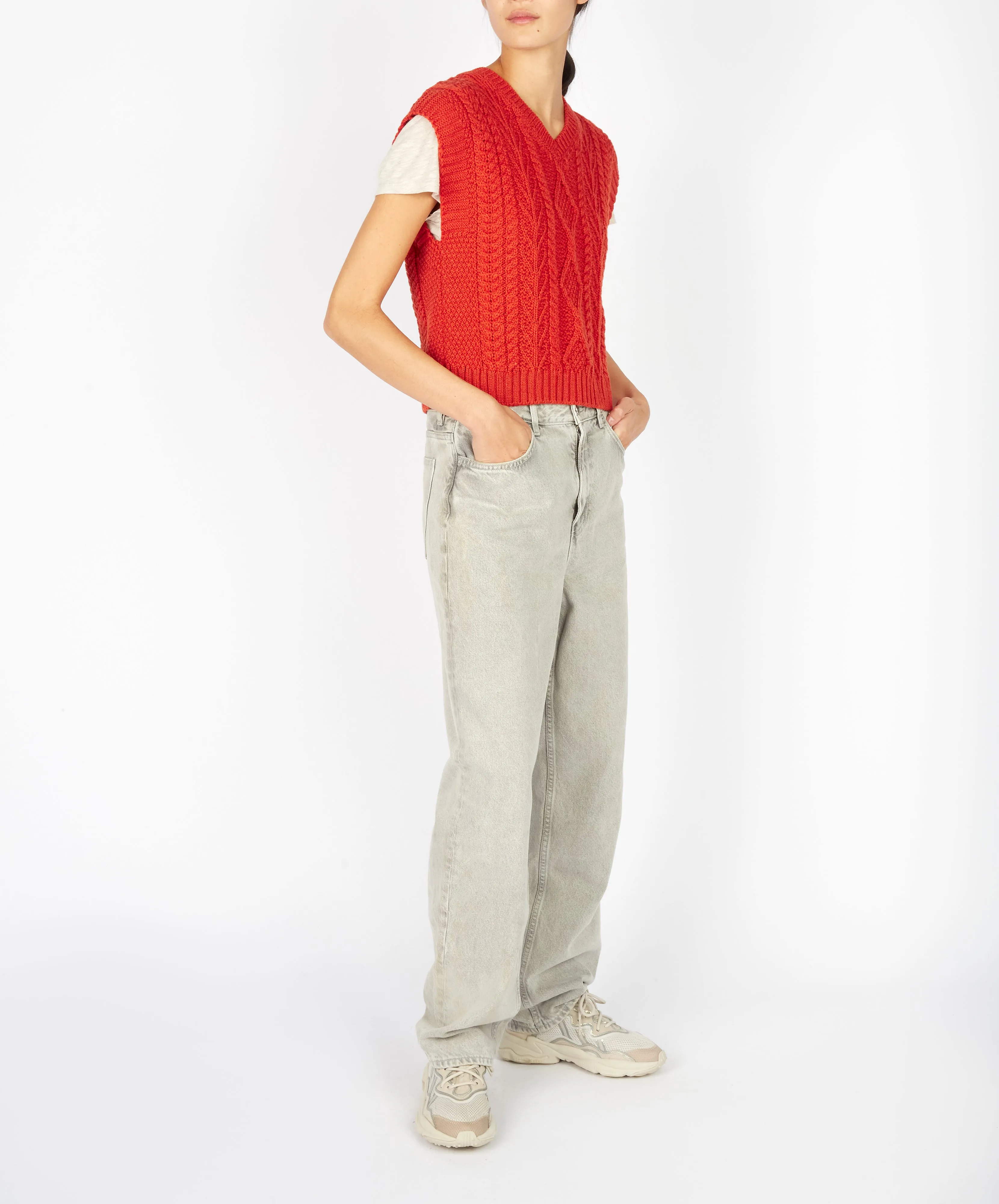 Irish - Sweetpea V-neck Diamond Vest - Scarlet