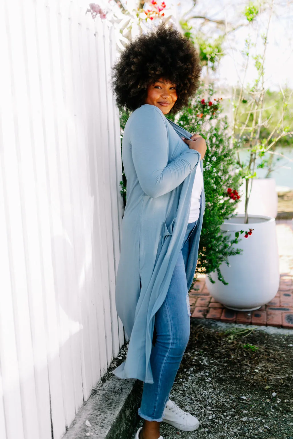 Jane Cardigan in Dusty Blue