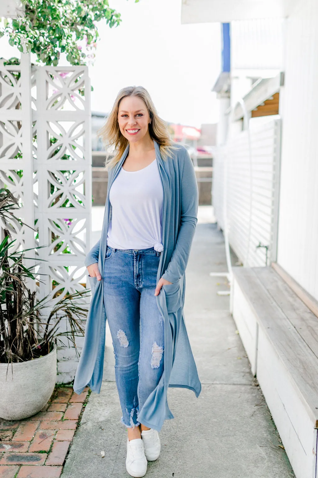 Jane Cardigan in Dusty Blue