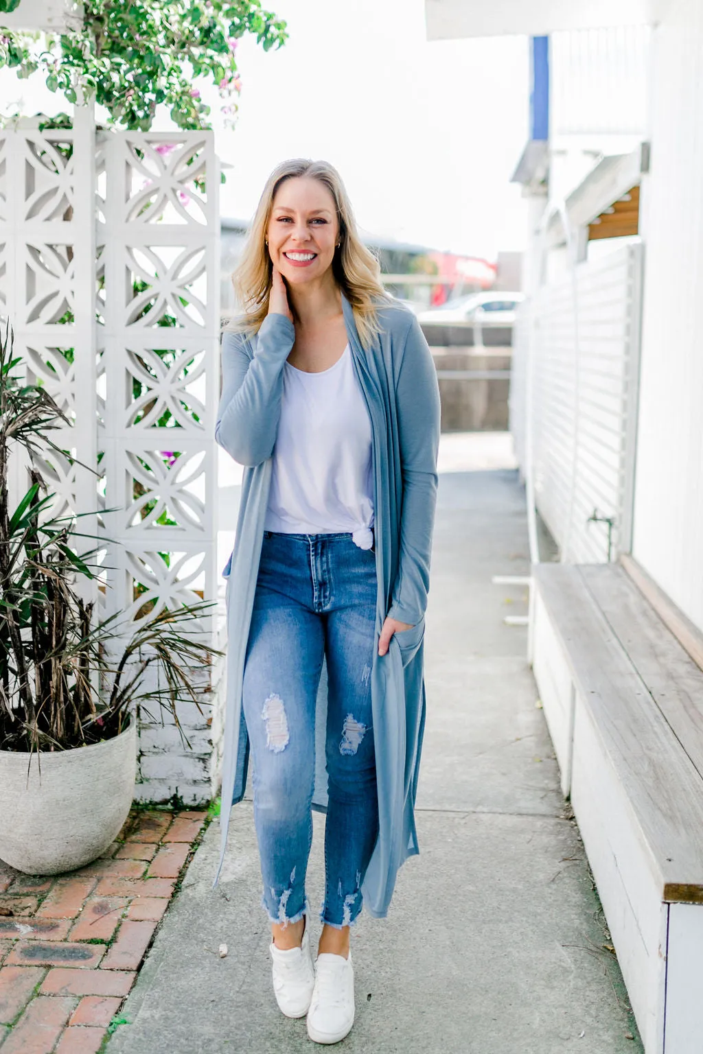 Jane Cardigan in Dusty Blue