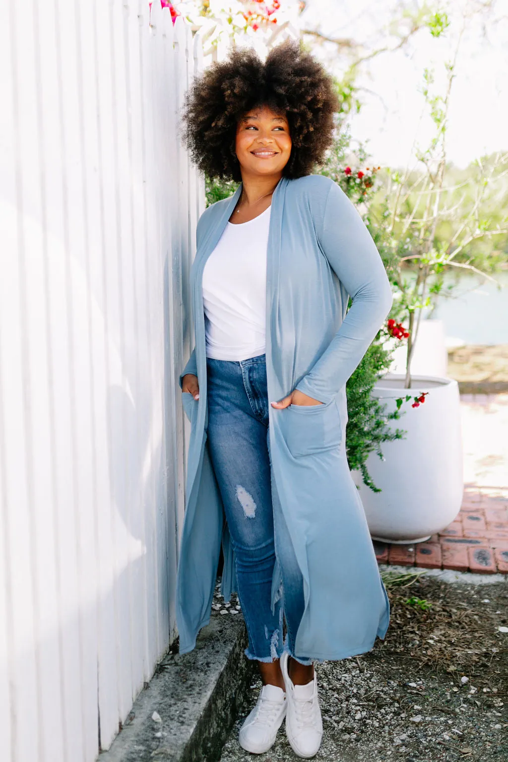 Jane Cardigan in Dusty Blue