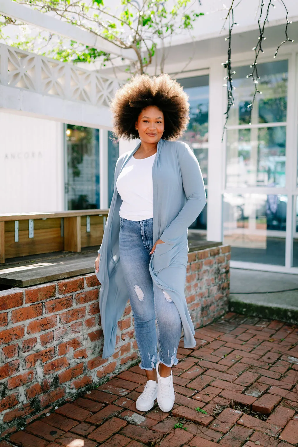 Jane Cardigan in Dusty Blue