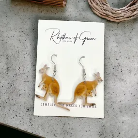 Kangaroo Earrings - Happy Easter, Kangaroo Jewelry, Easter Bunny, Easter Accessories, Easter Basket, Australian, Aussie, Down Under, Joey