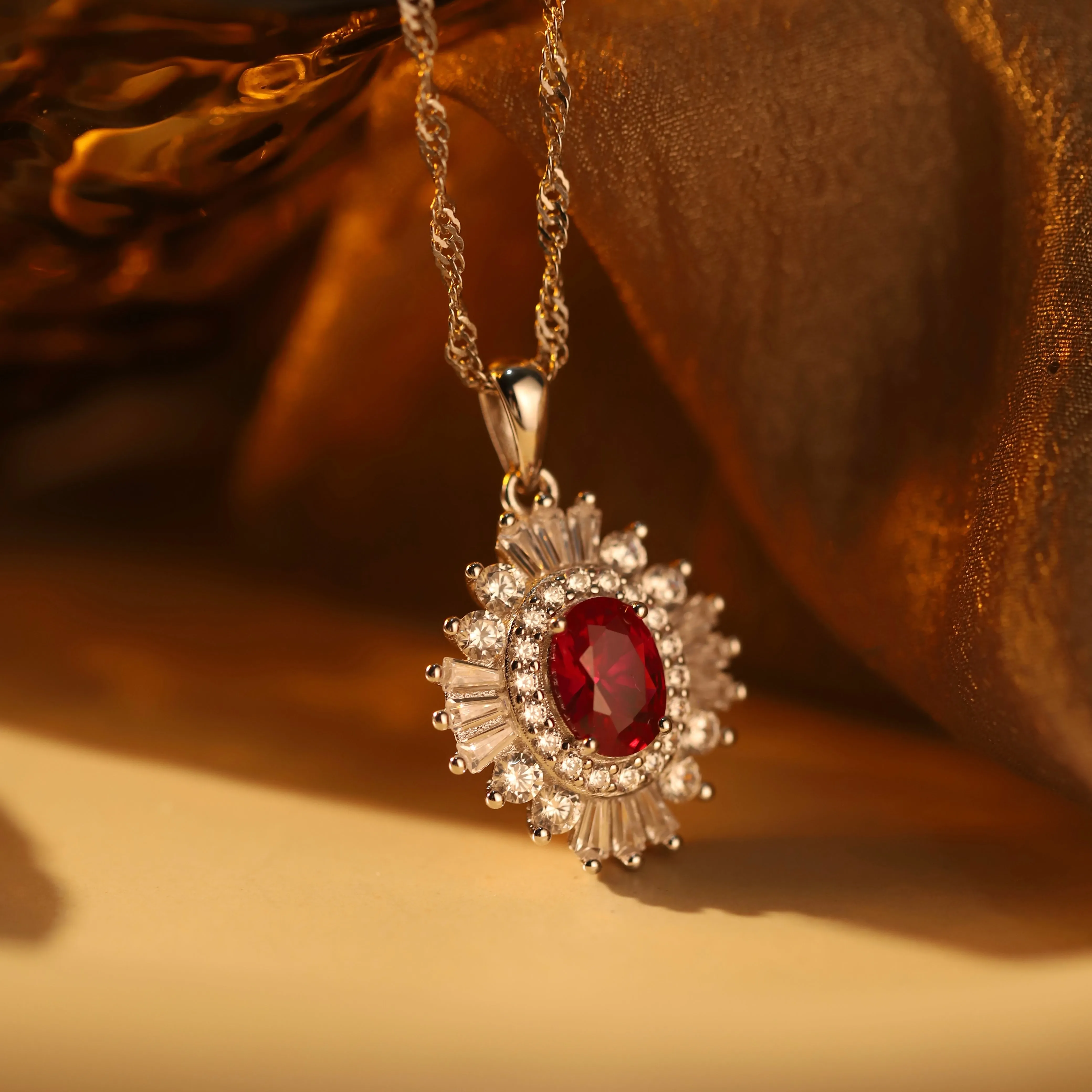 Kate Grand Sunflower Ruby Necklace