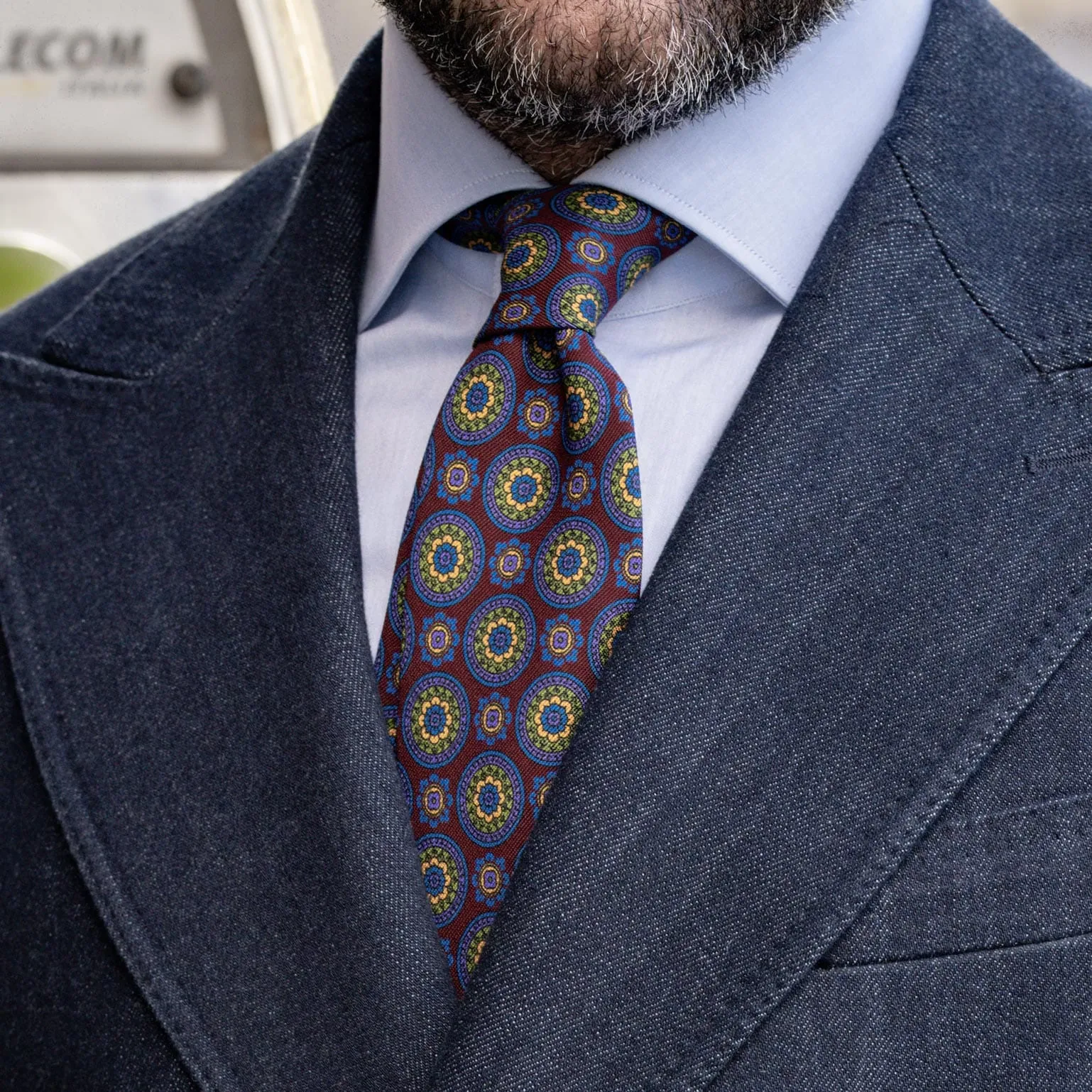 La Vigna - Printed Wool & Silk Tie - Burgundy