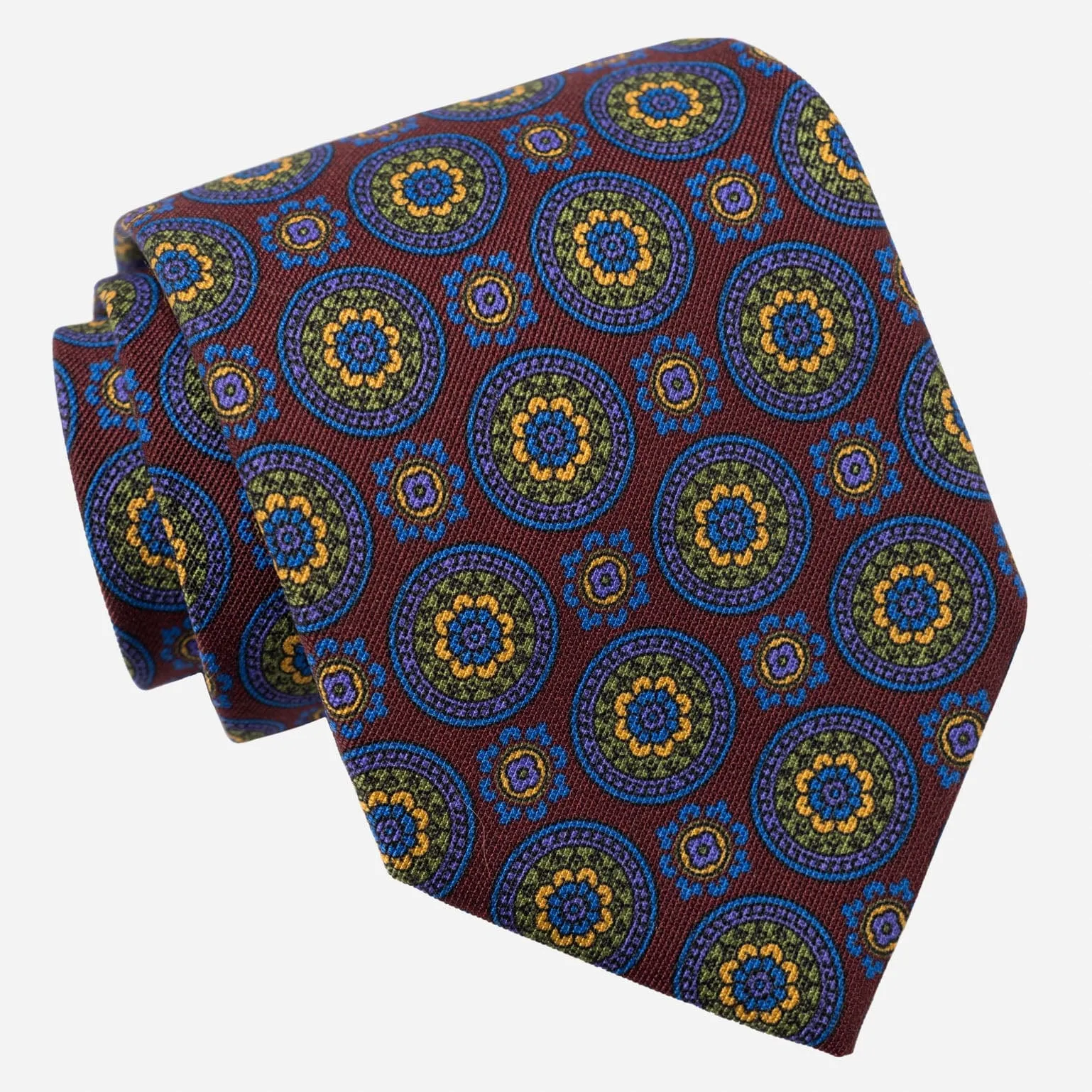 La Vigna - Printed Wool & Silk Tie - Burgundy