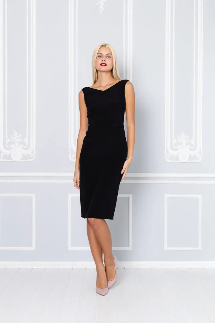 LAGENANDRA LITTLE BLACK SILK PENCIL DRESS