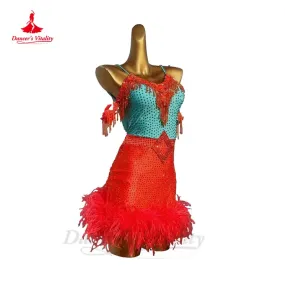 Latin Dance Dress for Women Senior Full AB Stones Rumba Chacha Tango Performance Competiton Costume Adult Children Latin Dresses