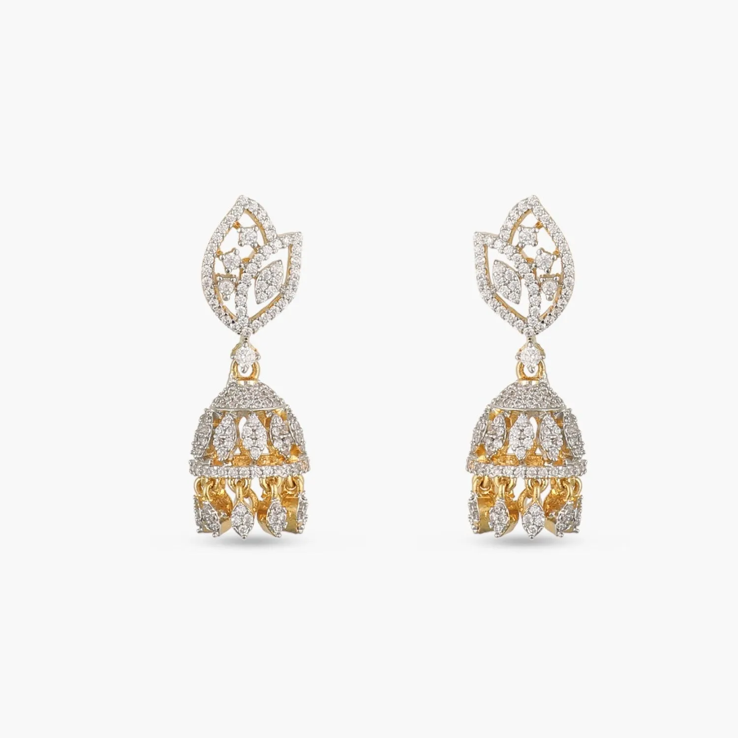 Leafy CZ Jhumki Earrings