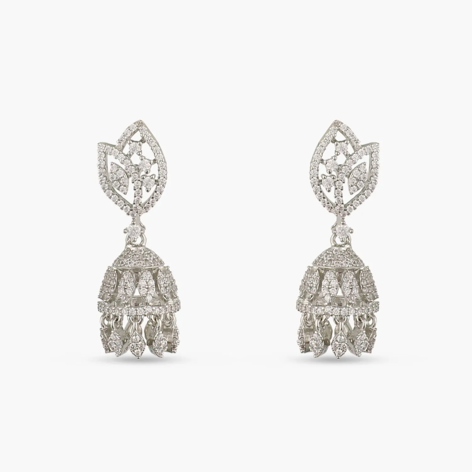 Leafy CZ Jhumki Earrings