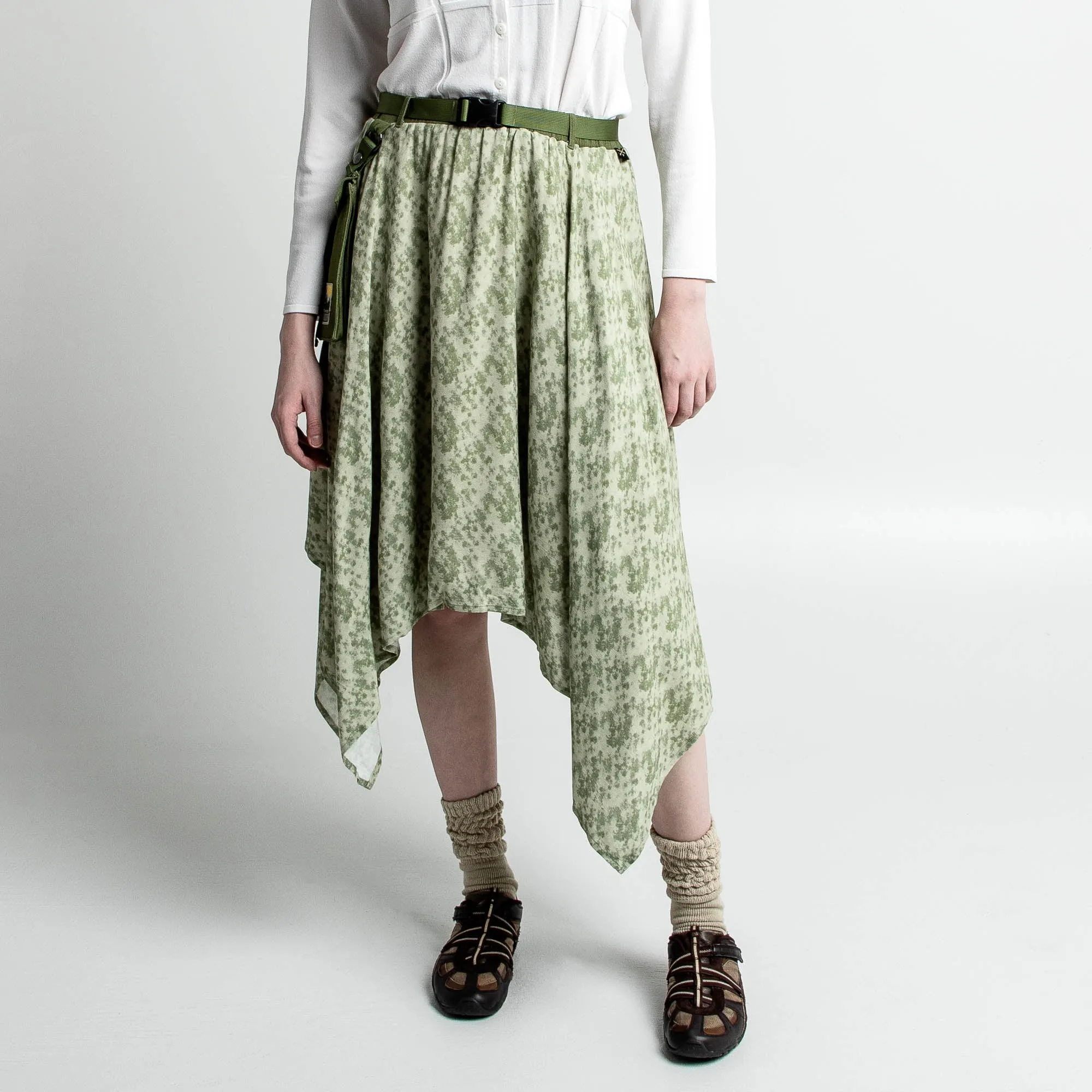 Leia Green Handkerchief Midi Skirt