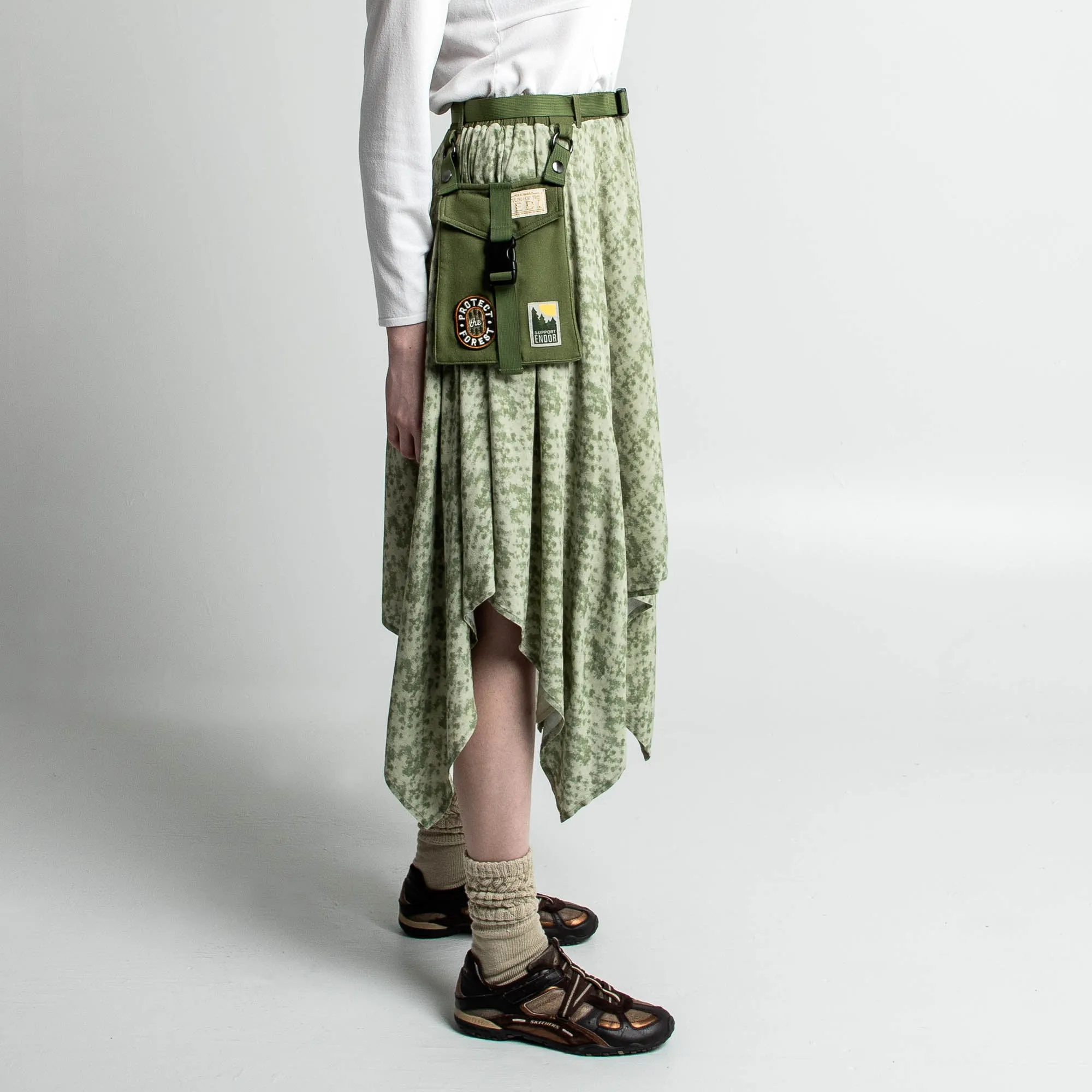 Leia Green Handkerchief Midi Skirt