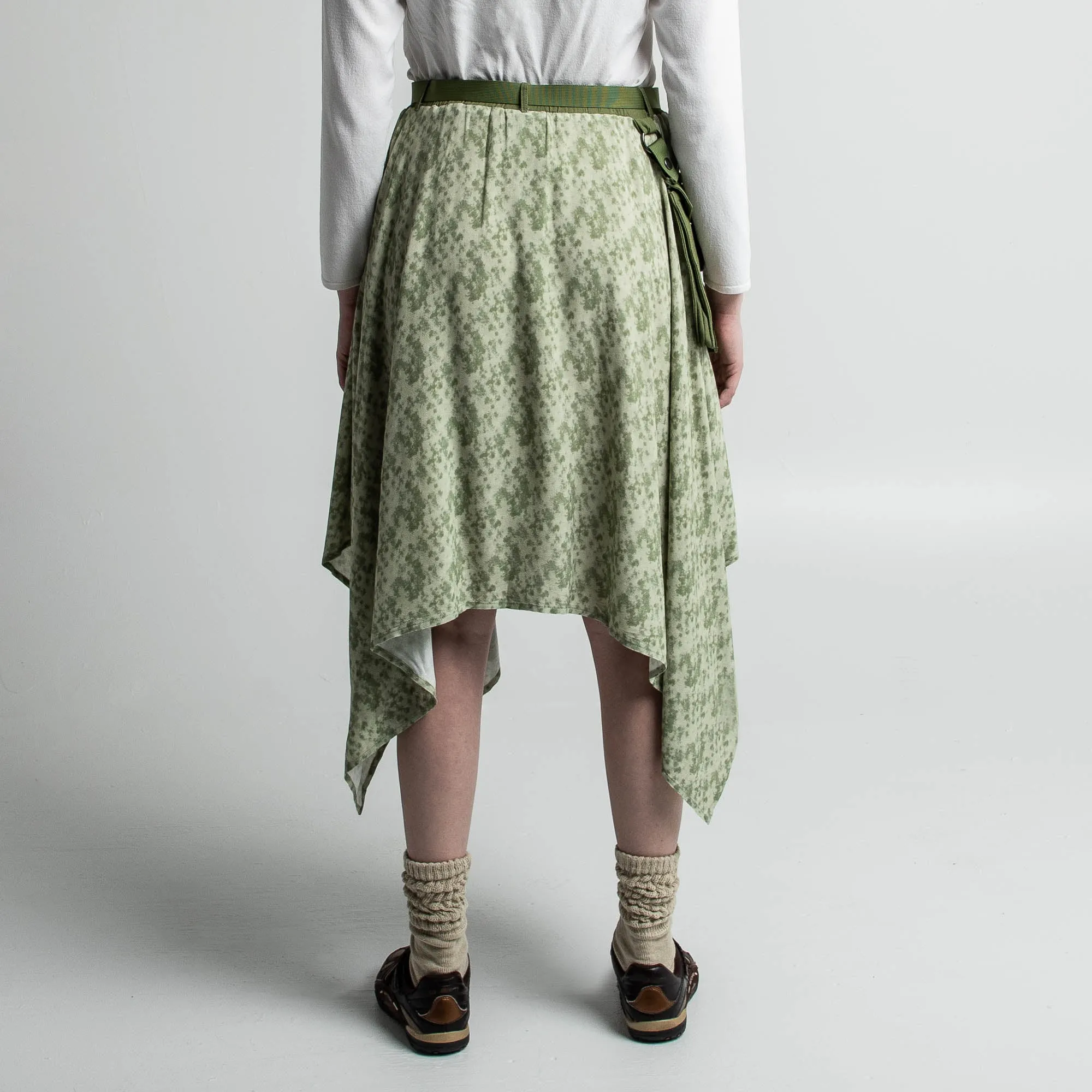 Leia Green Handkerchief Midi Skirt