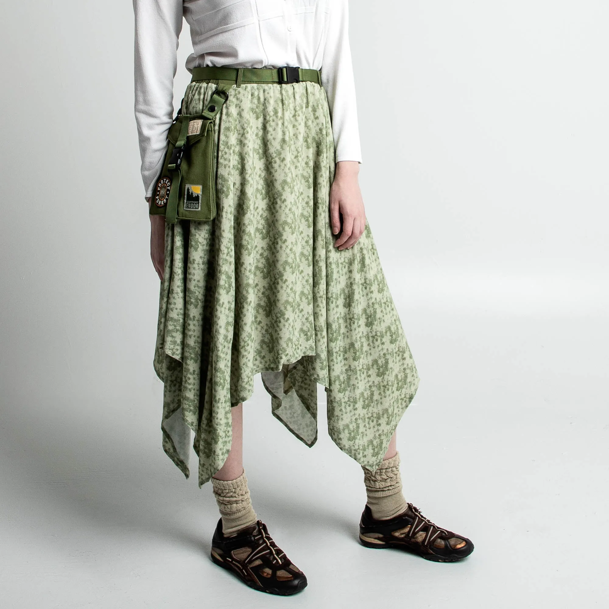 Leia Green Handkerchief Midi Skirt