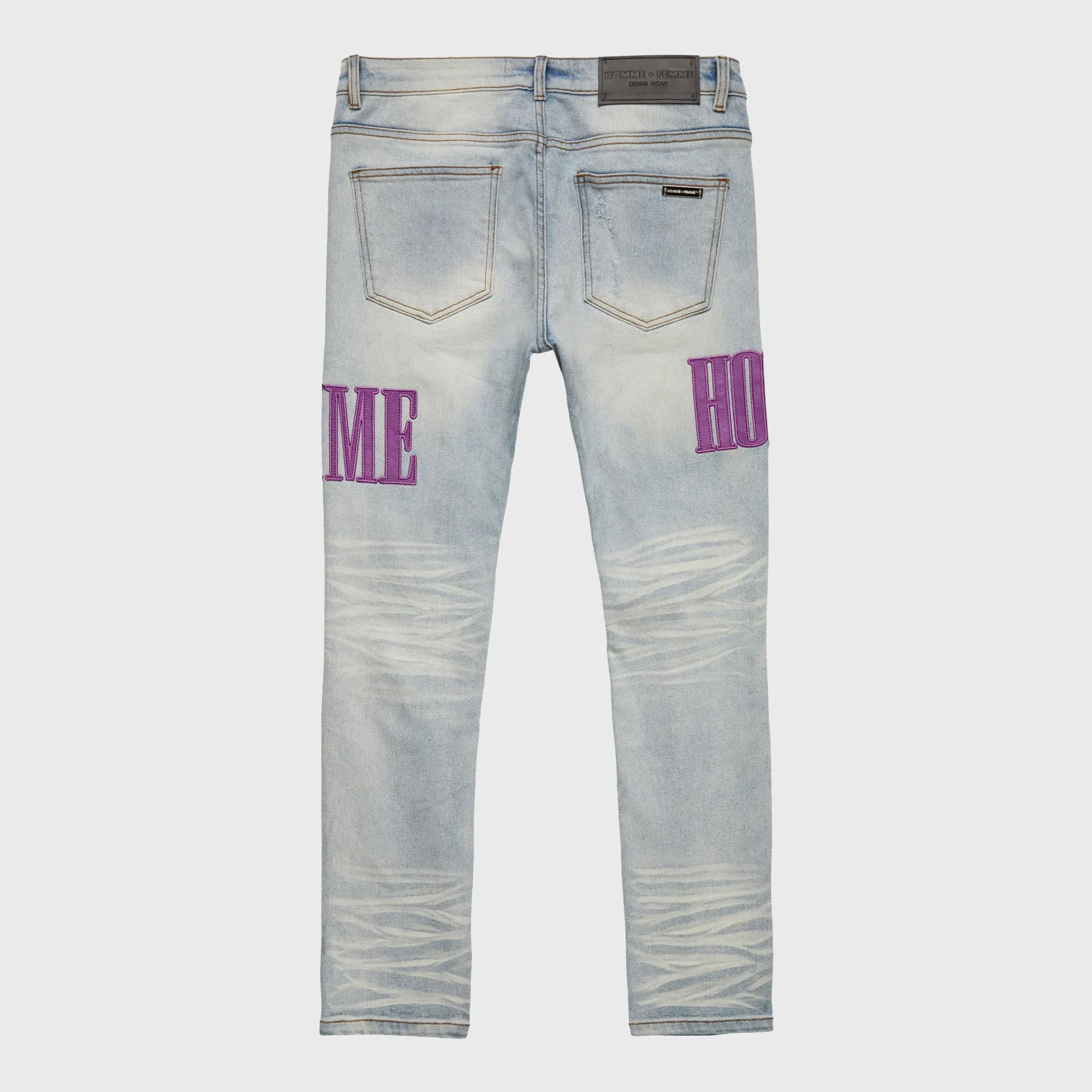 Letterman Denim Blue With Purple Letters