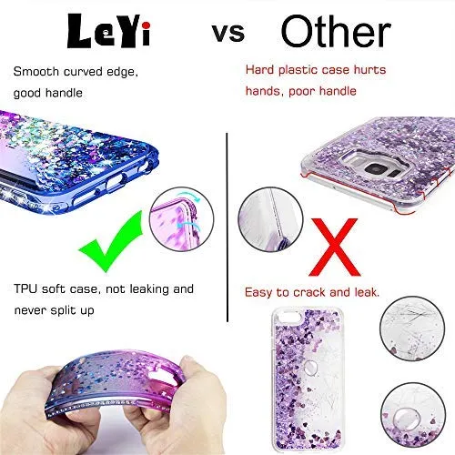 LeYi Case for iPhone 6 iPhone 6S with Tempered Glass Screen Protector [2 pack], 3D Glitter Liquid Cute Personalised Clear Silicone Gel Shockproof