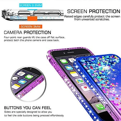 LeYi Case for iPhone 6 iPhone 6S with Tempered Glass Screen Protector [2 pack], 3D Glitter Liquid Cute Personalised Clear Silicone Gel Shockproof