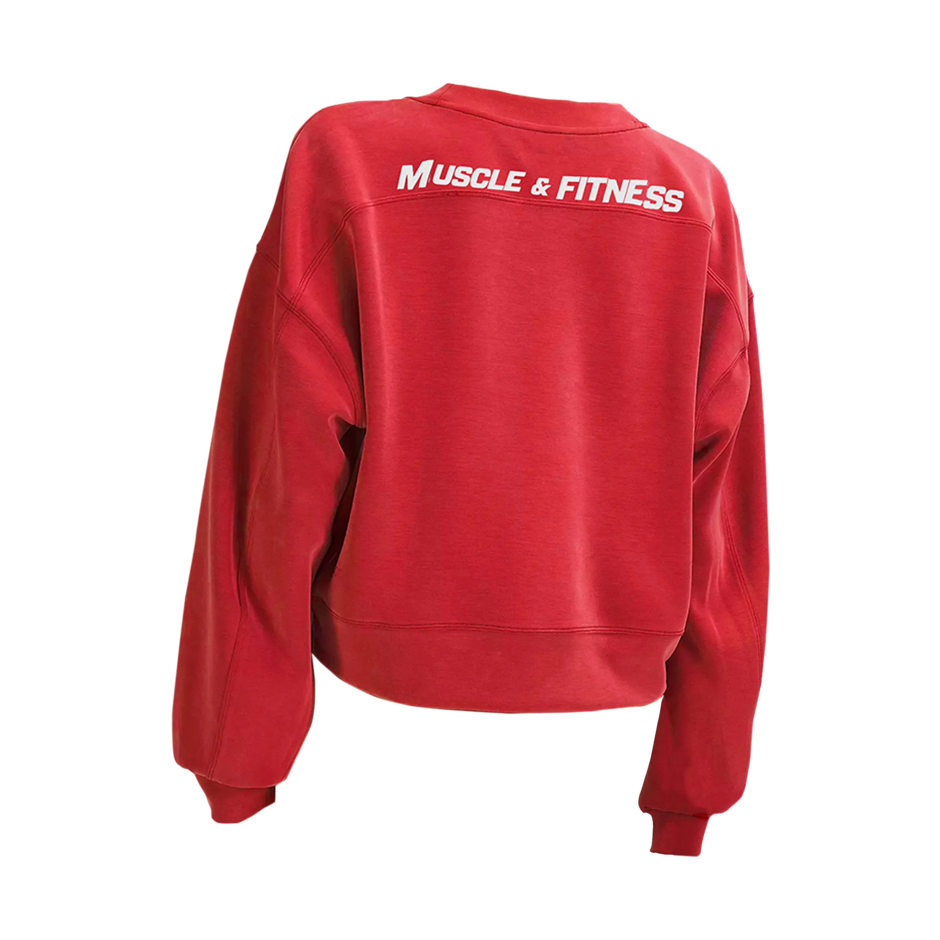 M & F Women's Red Crop Crewneck Sweatshirt