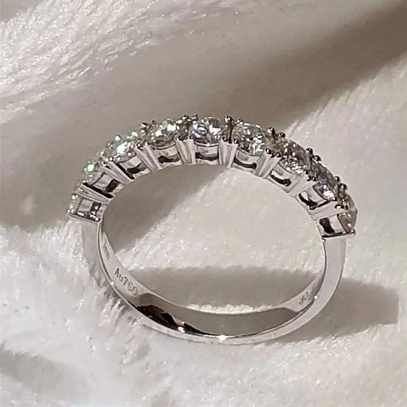 Manaris Moissanite Half Eternity and Milgrain Detailed Wedding Rings in 18K gold