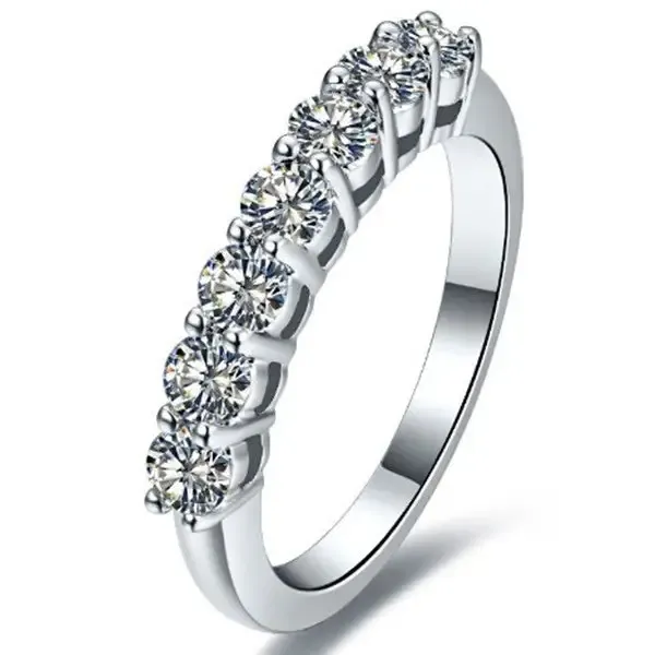 Manaris Moissanite Half Eternity and Milgrain Detailed Wedding Rings in 18K gold