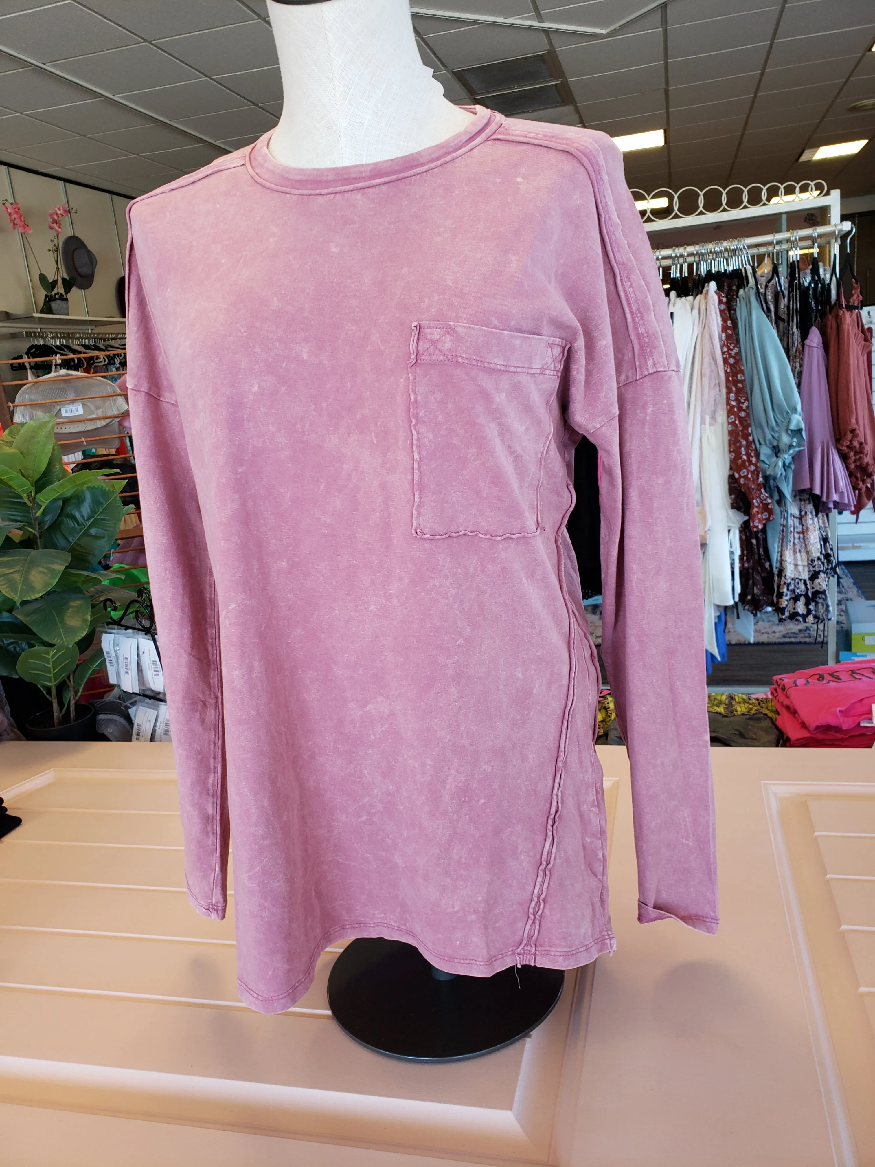 Mauve Vintage Washed Oversized Top S-3XL